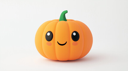 a cute adorable 3d pumpkin character render design on white background