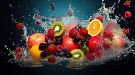 Vibrant Fruit Splash: A Burst of Freshness and Juicy Delights