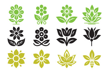 Flower Logo Icon Pack Bundle silhouette Illustration 