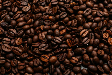 Aromatic coffee beans as background, closeup