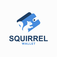 squirrel wallet simple logo in negative space