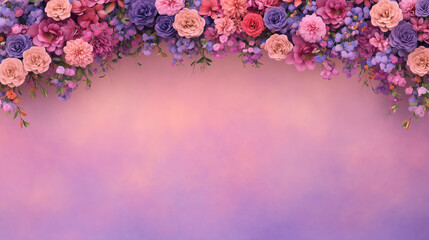 A stunning floral arch backdrop with vibrant colors and whimsical arrangements, perfect for weddings, events, or photo shoots. A blend of elegance and fantasy.