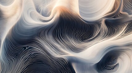 Wave-inspired abstract art featuring smooth continuous lines and minimalist gradients on a white background. 