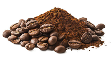  Coffee powder Pulver pile isolated on a white background 