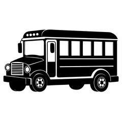 School Bus black silhouette vector illustration and white background