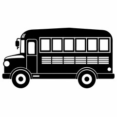 School Bus black silhouette vector illustration and white background