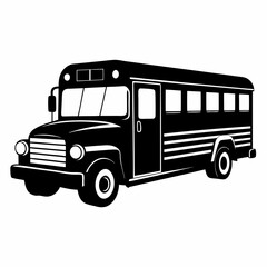 School Bus black silhouette vector illustration and white background