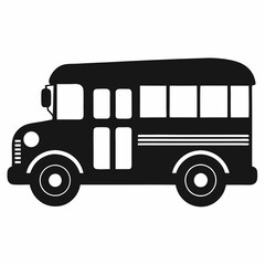 School Bus black silhouette vector illustration and white background