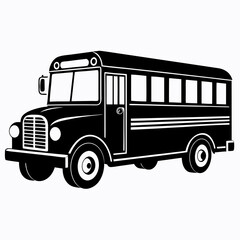 School Bus black silhouette vector illustration and white background