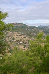 Obraz premium Mountainous green landscape Rocky landscape greenery. High quality photo