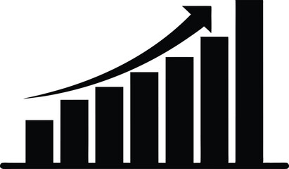 Growth bar chart, Growing graph vector, Business chart with arrow, Profit growing icon vector