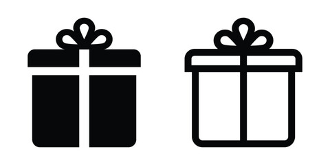 gift and surprise box icon set. birthday gift box icons. valentines day and anniversary gift sign. gift box for holidays. vector illustration on transparent background.