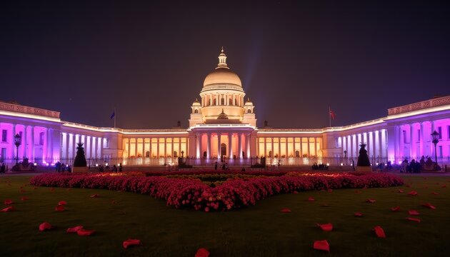Grand Republic Day celebrations at Rashtrapati Bhavan with vibrant lighting