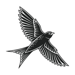 Obraz premium black and white vector of a raven in flight perfect for tattoo