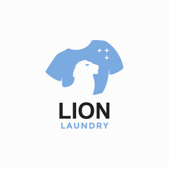 lion laundry simple logo in negative space