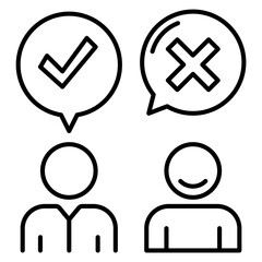 Two people receiving positive and negative feedback, suitable for business, personal development, communication, training, feedback, evaluation concepts.