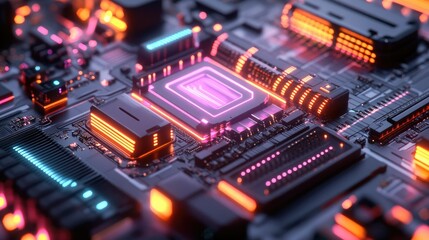 Fototapeta premium High-resolution shot of a glowing computer cooling system with RGB lights, emphasizing its futuristic design.