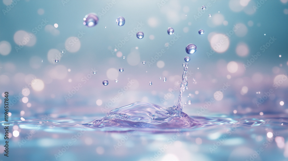 Poster water droplet symphony: a mesmerizing close-up capturing the ethereal beauty of water droplets splas
