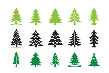Obraz premium Pine Tree Logo Icon Pack Bundle silhouette Illustration
