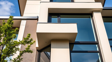 Modern Architectural Design: Luxurious Home Exterior with Clean Lines and Spacious Design