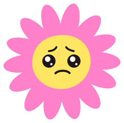 cartoon flower unhappy expression