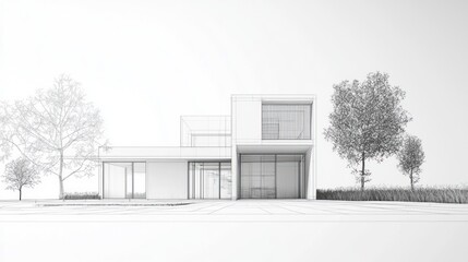 Architectural Design: Modern House Blueprint Sketch