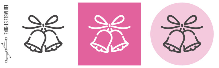 結婚式、ウエディングベル｜ライン・アイコン　[線の編集可能]