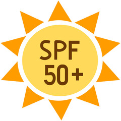 SPF 50+ sun protection icon
