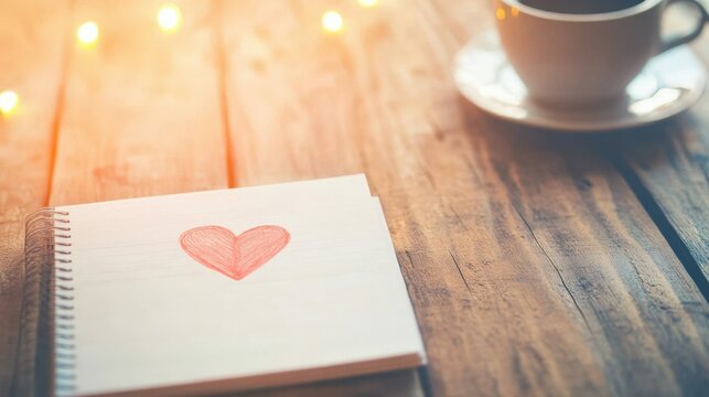 Heartfelt love note with heart doodle on wooden surface - romantic gesture for special occasions