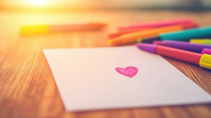 Colorful love note creation with crazy socks theme and assorted markers