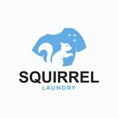 squirrel Laundry simple logo in negative space