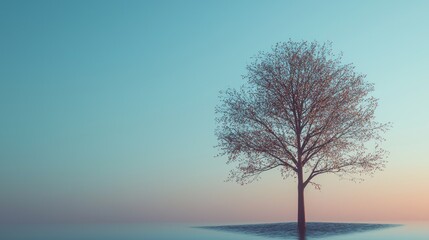 Solitary Tree at Dawn: A Serene Landscape