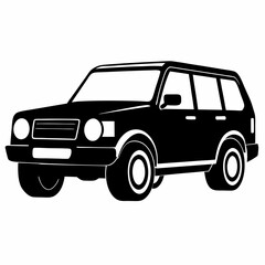 SUV black silhouette vector illustration and white background