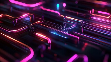 neon circuit board abstract background - cyberpunk aesthetics