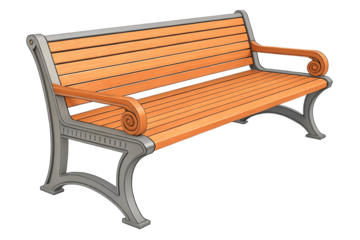 a digital illustration of a wooden bench. The bench has a rectangular shape