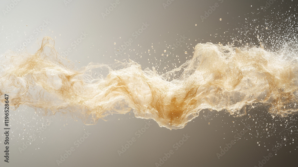 Poster abstract beige liquid splash: a captivating image showcasing a dynamic splash of beige liquid, creat