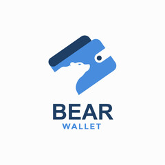 bear wallet simple logo in negative space