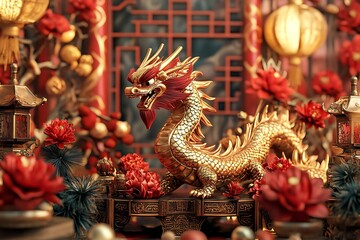 Creative 3D Illustration for Happy Chinese New Year 2025 Celebration