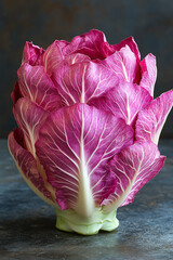 Obraz premium Radicchio Head Displaying Vivid Purple Veins