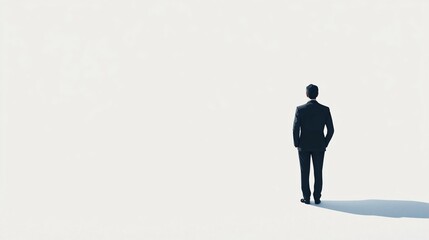 Fototapeta premium Businessman Contemplating Future on White Background