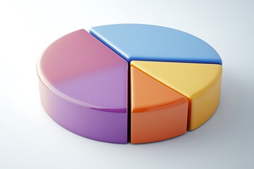 Obraz premium 3D Pastel Pie Chart: Four-Segment Data Visualization
