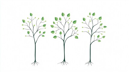 Obraz premium Flourishing Trio: A Serene Depiction of Trees and Nature's Resilience