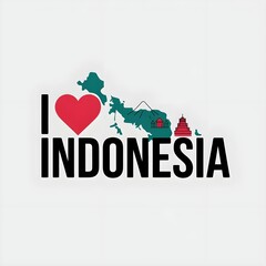 i love indonesia word logo simple