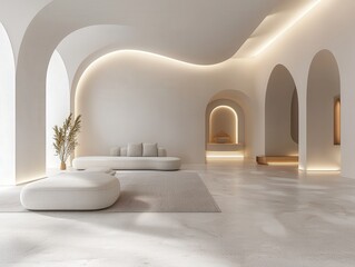 Modern scandinavian and minimalist living room interior white empty room