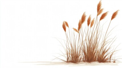 Obraz premium Golden Ornamental Grasses on White: A Serene Autumn Scene
