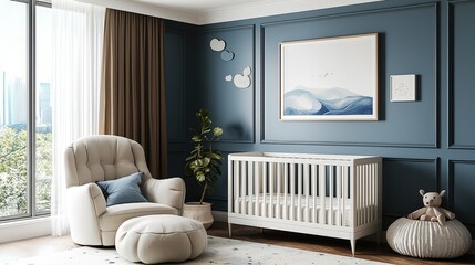 Comfortable armchair in modern baby room interior design