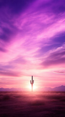 Obraz premium serene desert landscape featuring cactus at sunset