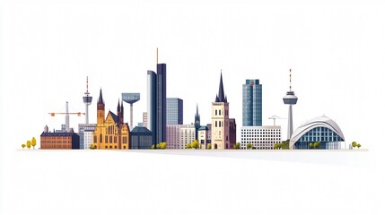 Obraz premium Frankfurt Skyline: A Vibrant Blend of Historic and Modern Architecture