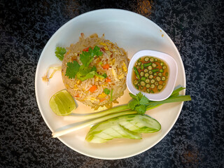 Generous pieces of fresh crab meat are artfully scattered throughout the dish. 