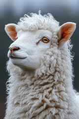 A Fluffy White Sheep Gazes Pensively Into The Distance